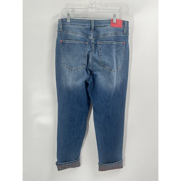 Judy Blue Buffalo Plaid Cuffed Mid-Rise Boyfriend Jeans Sz 14 - Picture 6 of 8
